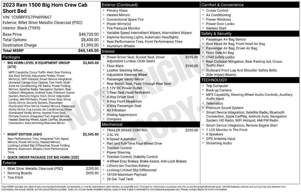 2023 RAM 1500 Big Horn Crew Cab 4x4 5'7' Box