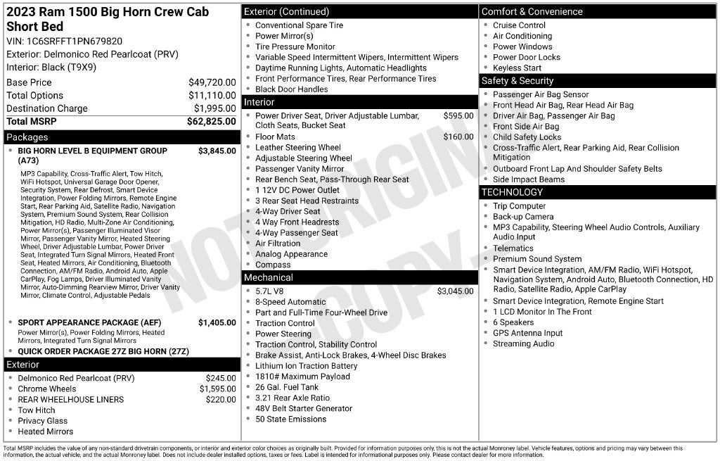 2023 RAM 1500 Big Horn Crew Cab 4x4 5'7' Box