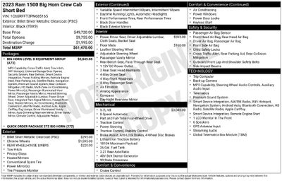 2023 RAM 1500 Big Horn Crew Cab 4x4 5'7' Box
