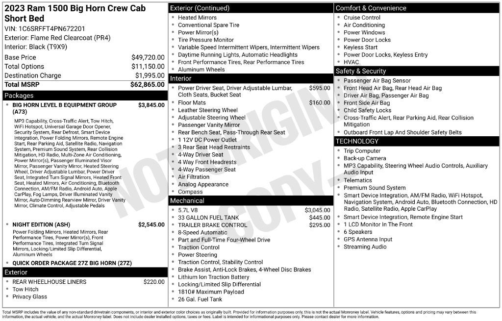 2023 RAM 1500 Big Horn Crew Cab 4x4 5'7' Box