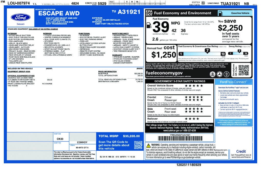 2026 Ford Escape Hybrid ST-Line Select